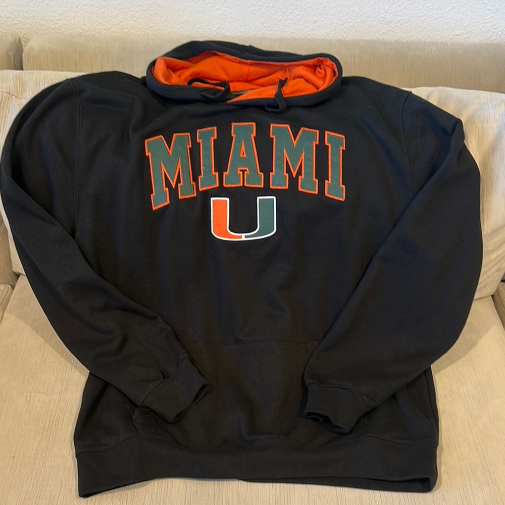 Miami Hurricane Black and Orange Men's Hoodie